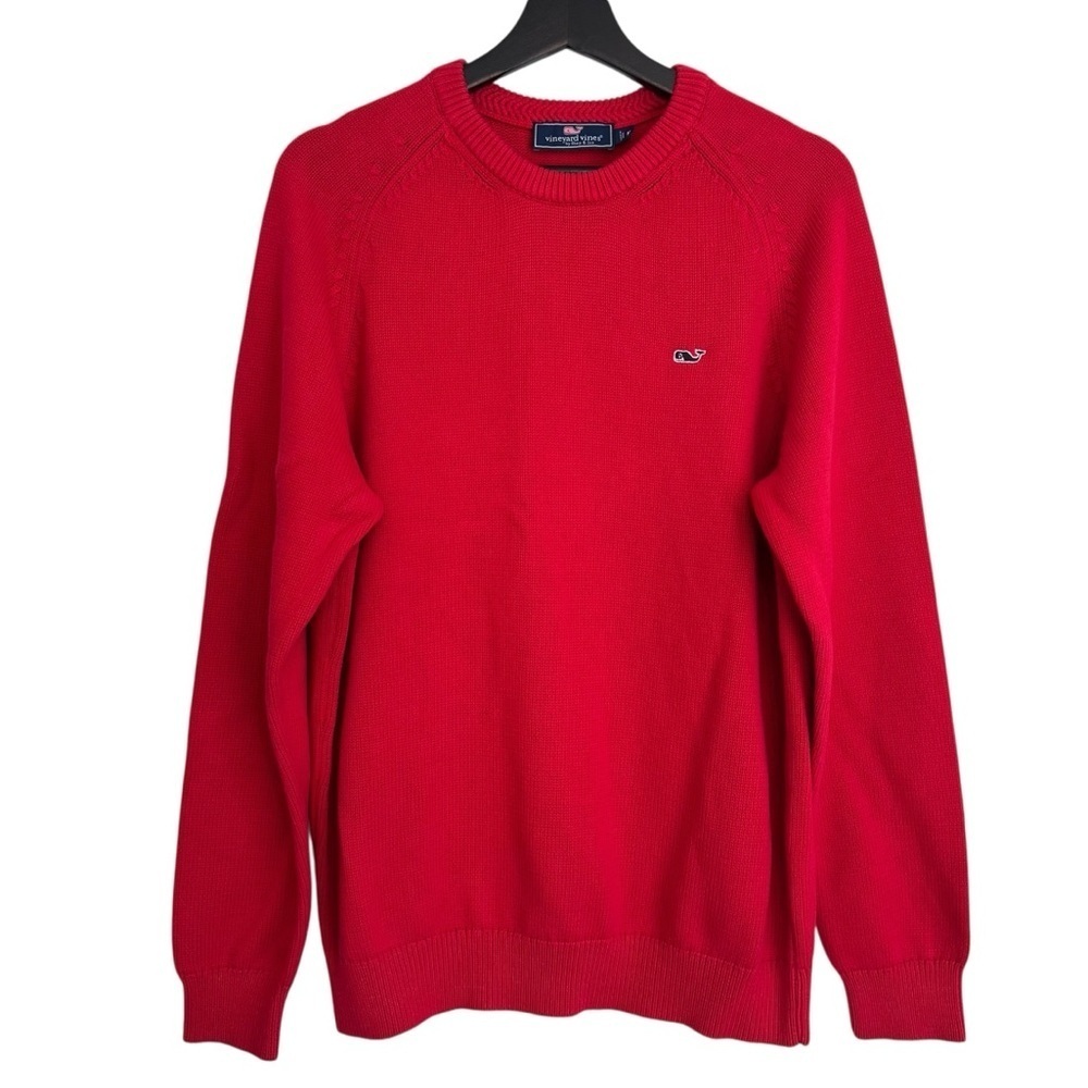 Vineyard Vines Heritage Cotton Crew Sweater Red Velvet Medium Preppy Coastal